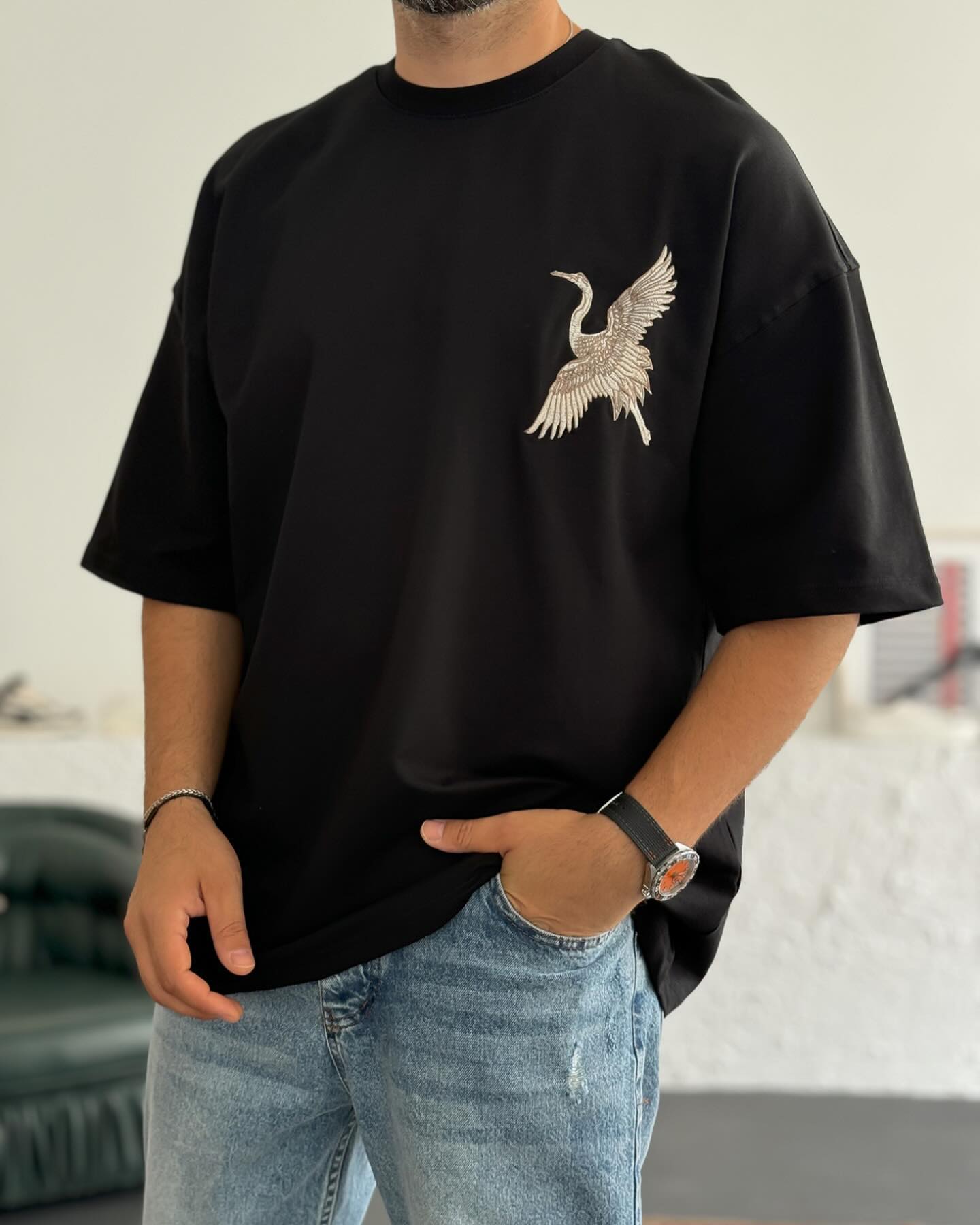 PRINTED DROP SHOULDER TSHIRT