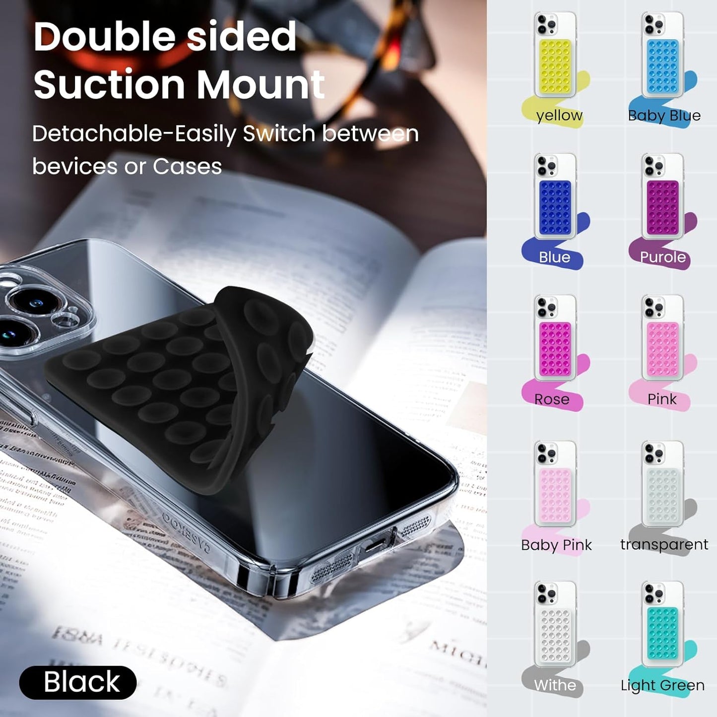 Hands Free Double Side Silicone Suction Stand Phone Case for IPhone 15 14 13 12 11 Pro Max Plus Samsung S24 S23 Ultra Back Cover