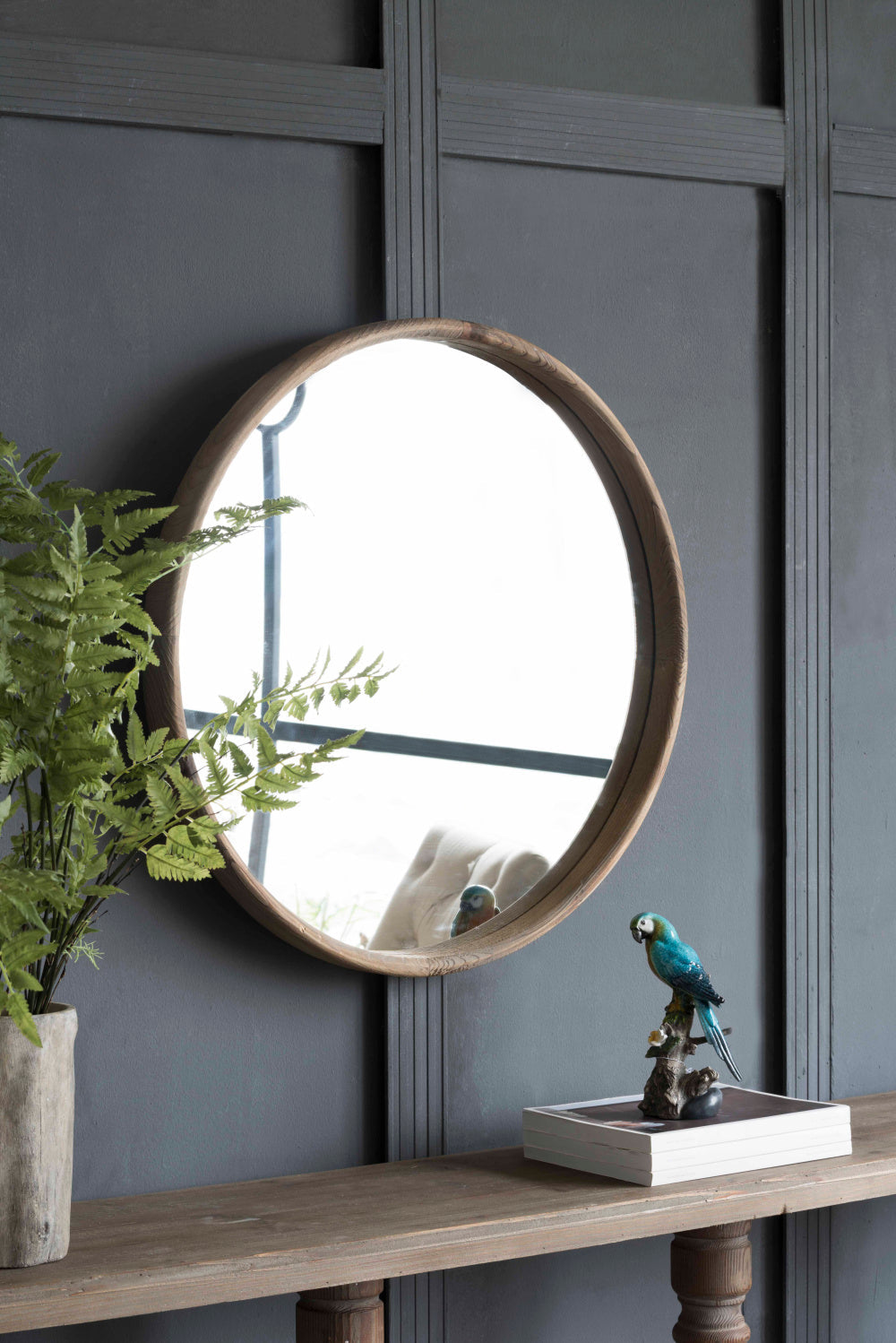 Round Wood Mirror