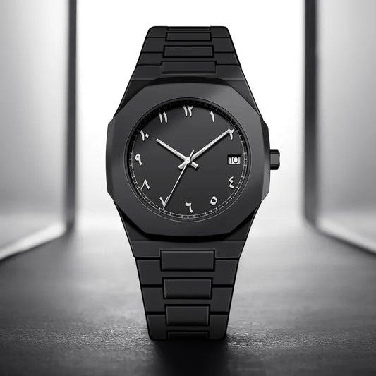 Black Arabic Aura Watch With Date Working