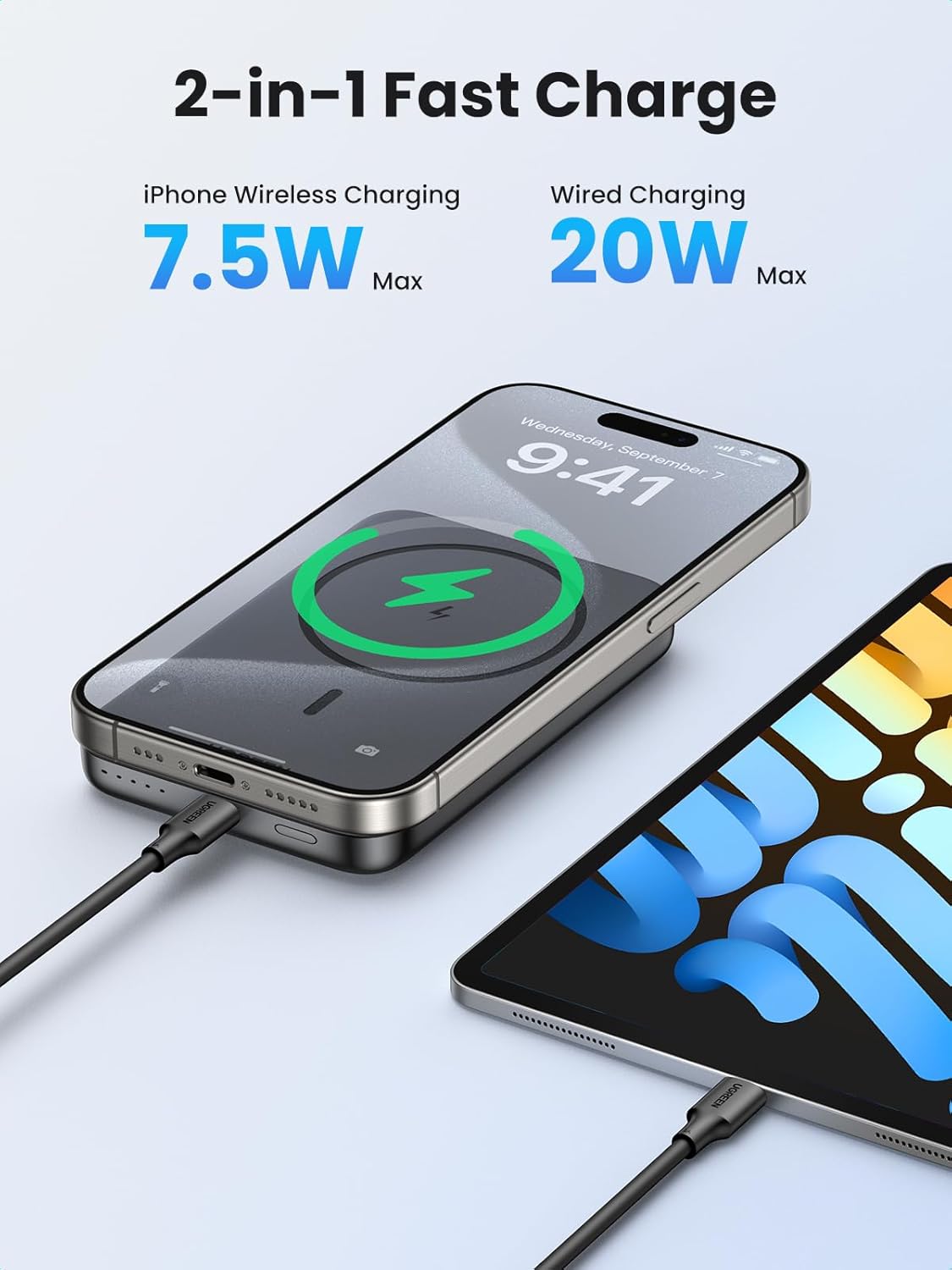 Wireless Magnetic 5000mAh PowerBank (Wireless and Wire Both options)