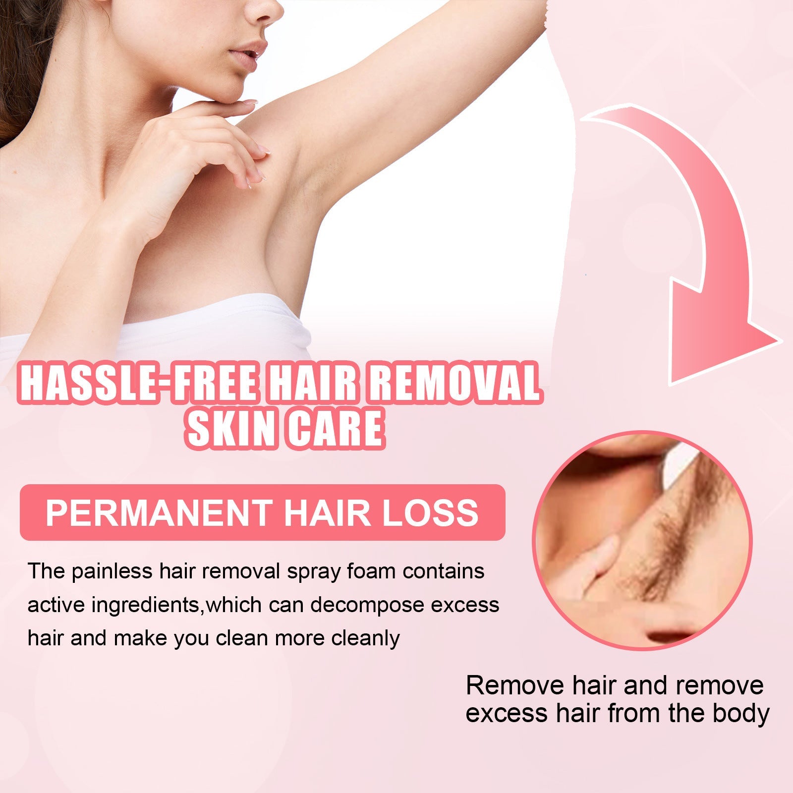 EELHOE Honey Mousse Hair Removal Spray Armpit Hair Moisturizing Moisturizing Foam Skin-Friendly And Non-irritating