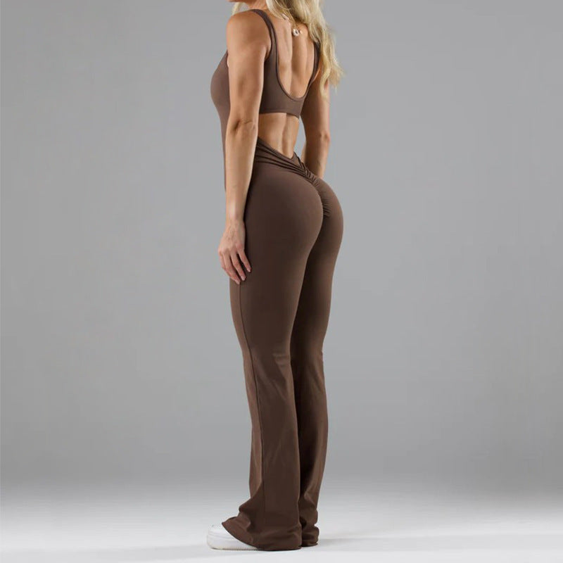 Fashion Tight Yoga Jumpsuit Casual Hollow Seamless Sports Slim Slimming Jumpsuit
