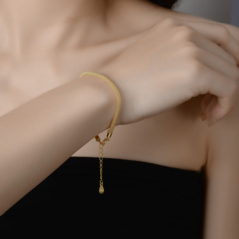 Silver Sparkling Cylinder Mesh Bracelet