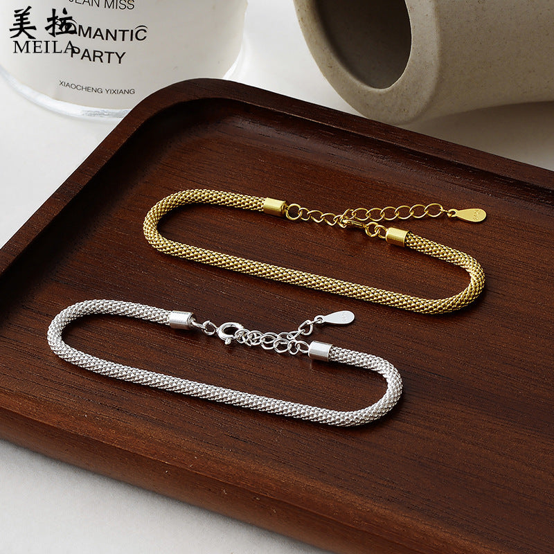 Silver Sparkling Cylinder Mesh Bracelet