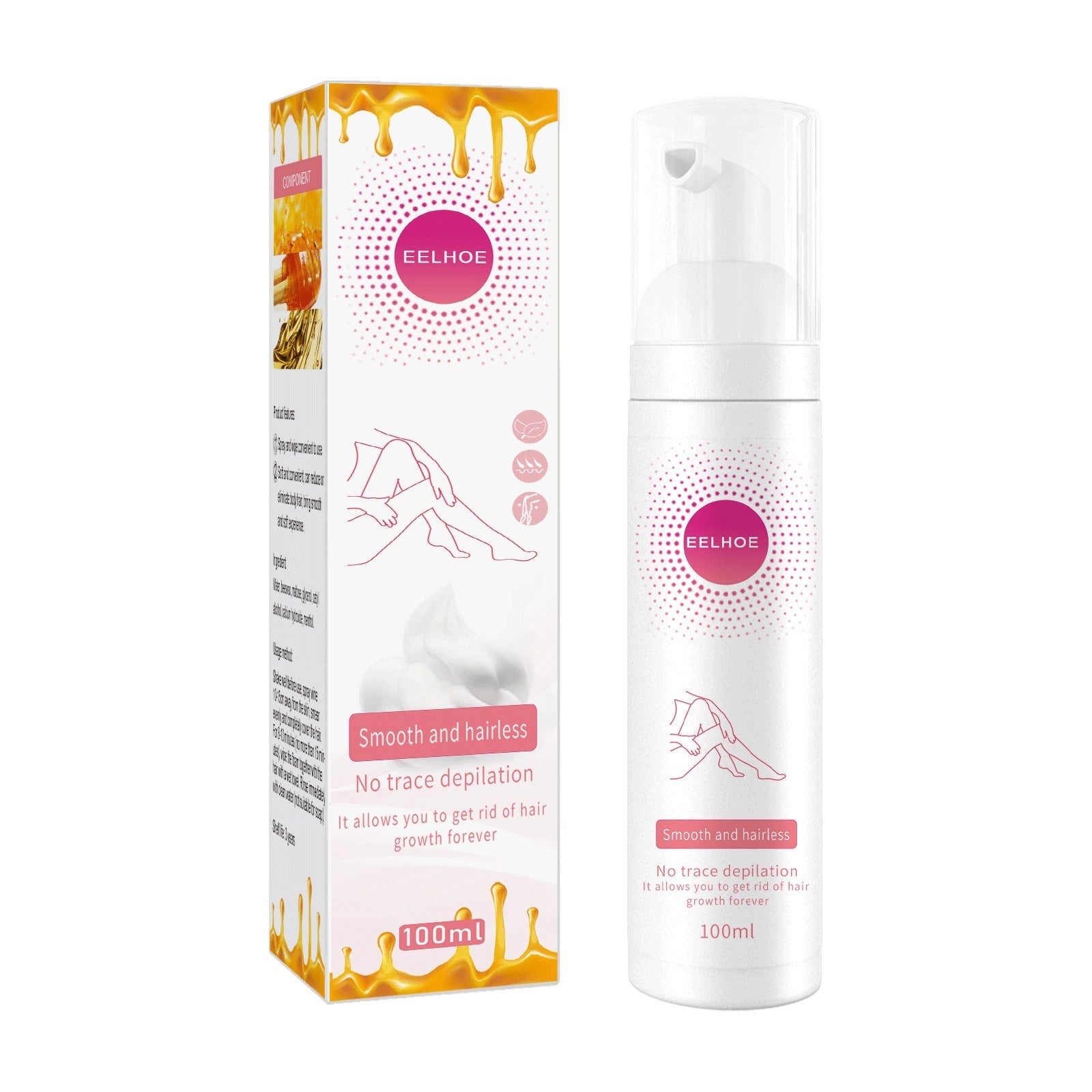 EELHOE Honey Mousse Hair Removal Spray Armpit Hair Moisturizing Moisturizing Foam Skin-Friendly And Non-irritating
