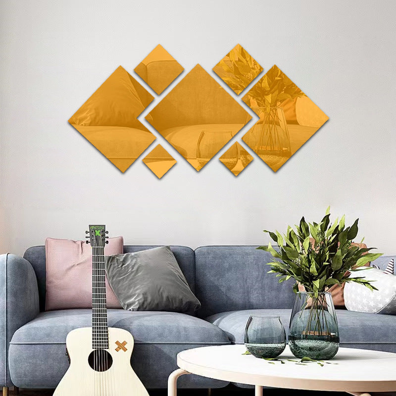 Acrylic Rhombus Wall Mirror Home Decor