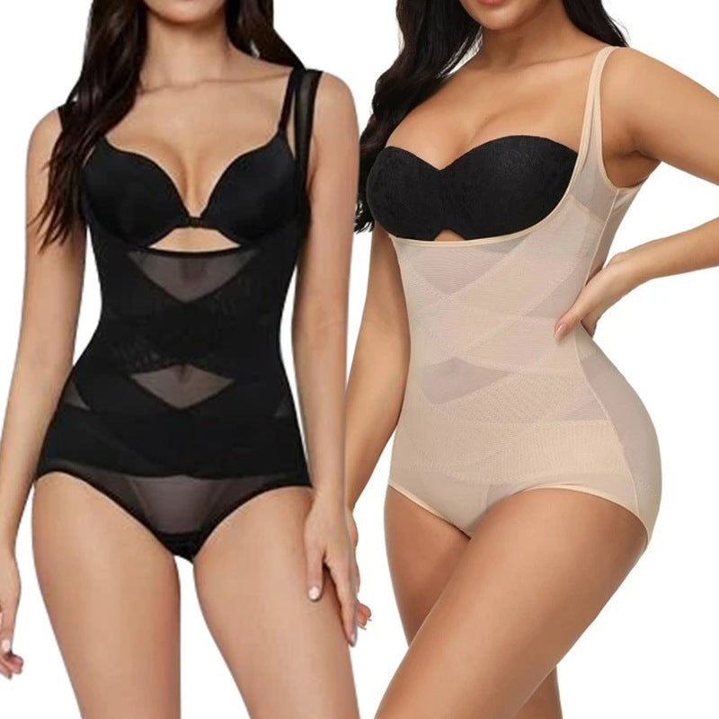European And American Lace Corset Thin Triangle Breasted Mesh Gauze Shapewear Fat Burning Sports Beauty Body Shaping Underwear