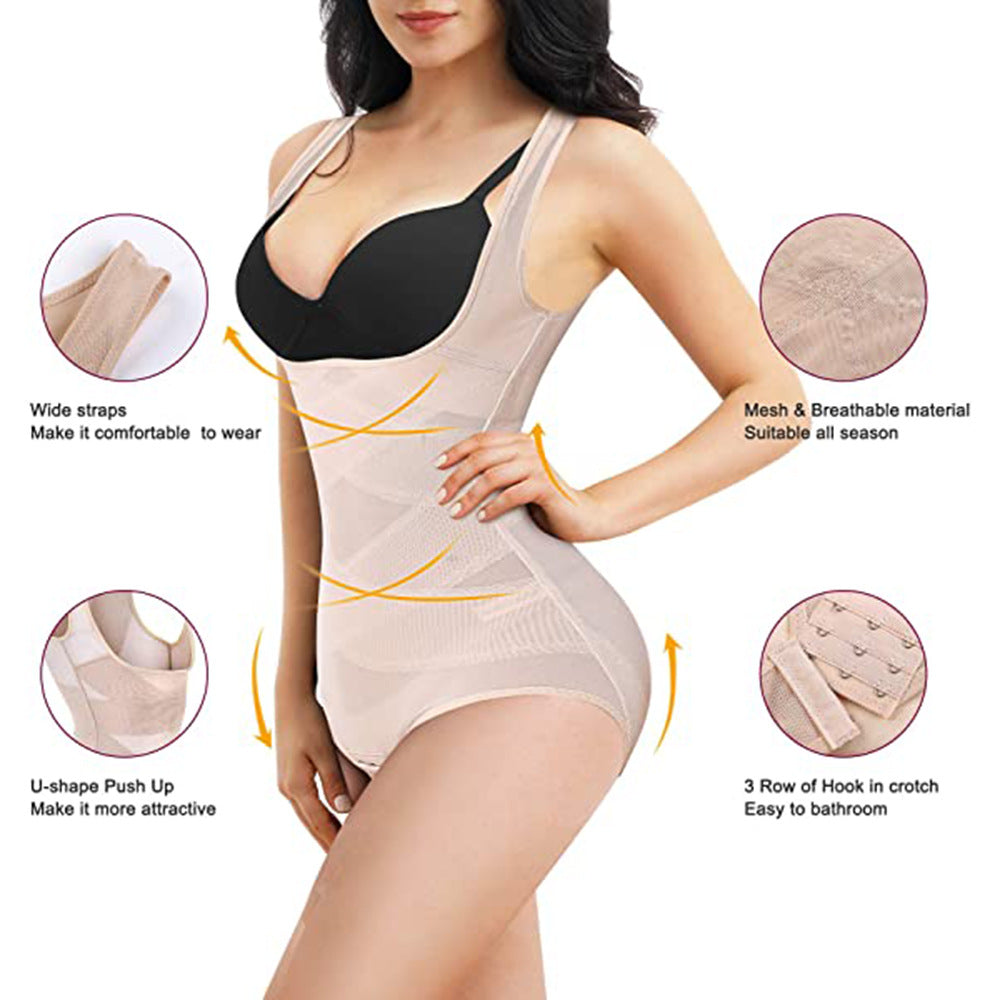 European And American Lace Corset Thin Triangle Breasted Mesh Gauze Shapewear Fat Burning Sports Beauty Body Shaping Underwear
