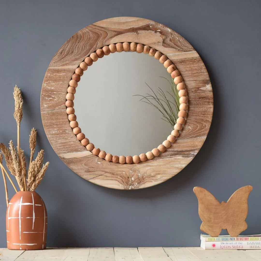 Round Wood Mirror
