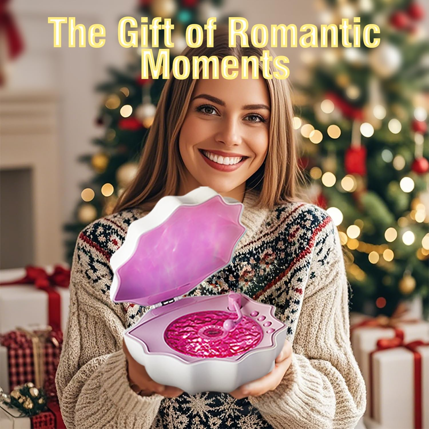 Romantic Shell-Shaped Ocean Wave Projector & Vinyl Bluetooth Speaker