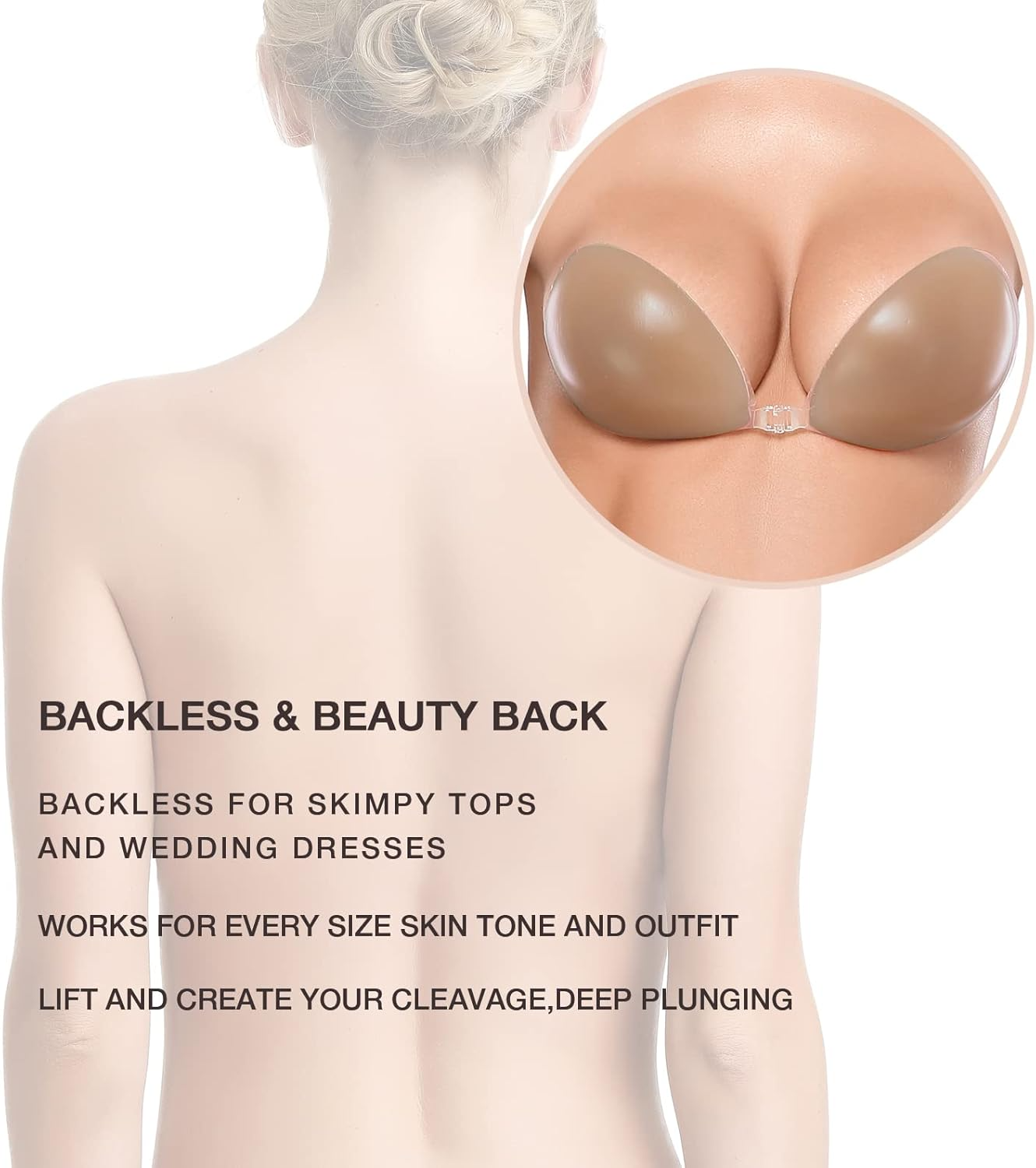 Adhesive Bra Reusable Strapless Self Silicone Push-up Bra