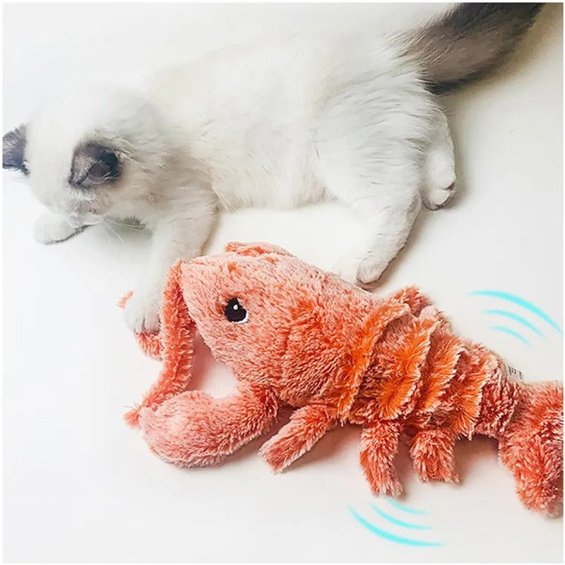 Pet Gravity Jumping Shrimp Plush Toy